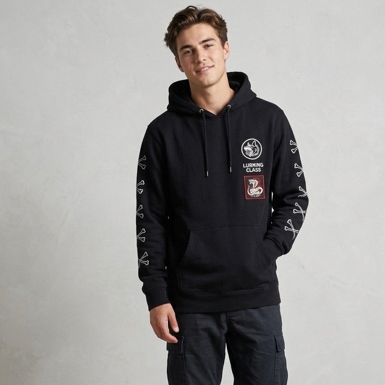 Lurking Class Sketchy Tank Hoodie Mens Small Black Graphic Streetwear Embroidery